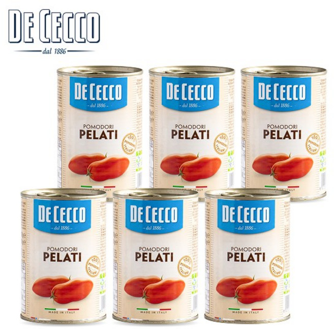 데체코 홀토마토 토마토홀 통조림400g x 6 포모도리 펠라티 홀토마토 원팬파스타, 400g, 6개
