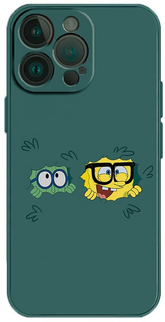 풀숲 속의 스폰지밥 렌즈보호 소프트 실리콘 아이폰 갤럭시 폰케이스