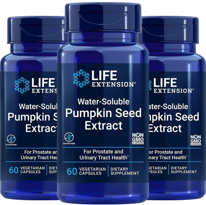 라이프익스텐션 워터 솔루블 펌킨 씨드 추출물 베지테리안 캡슐, 60정, 3개 - 쿠팡