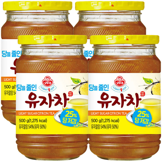 오뚜기 라이트 앤 조이 당을줄인 유자차, 500g, 1개입, 4개