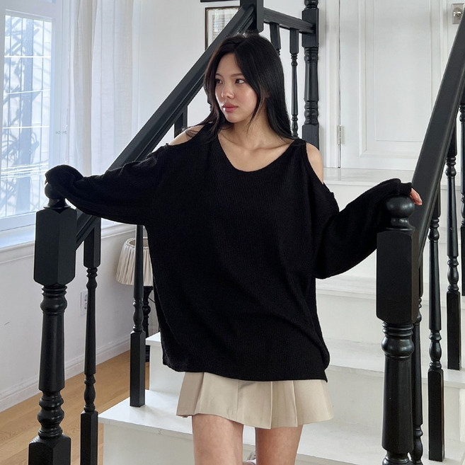 [SS올핏신상+/4XL] 포인트/더블 숄더 트임 니트 3color