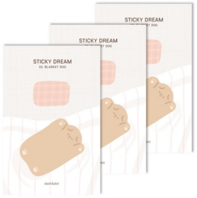대시앤도트 스티키 드림 점착메모지, BLACKET DOG (블랭킷독), 30매, 300개