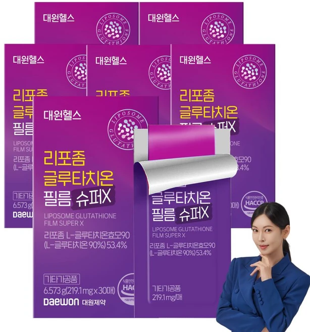 대원제약 대원헬스 리포좀 글루타치온 필름 슈퍼X 순도 90% 프리미엄, 6개, 30정 - 쿠팡