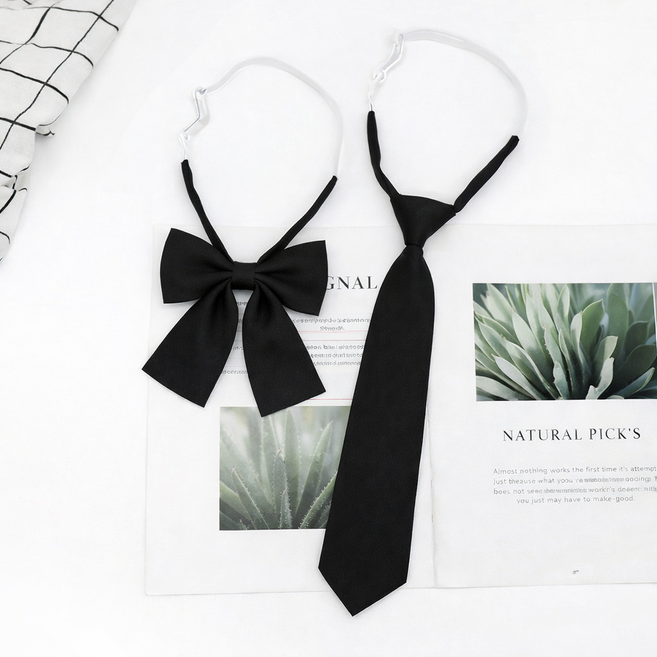 심스타 여성 체크 보타이 넥타이 리본 세트