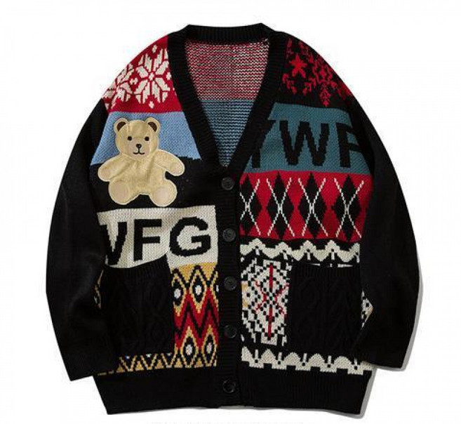 COSYEVNO 남자 스웨터 겨울 데일리 루즈핏 패턴 카디건 CXJmy-2