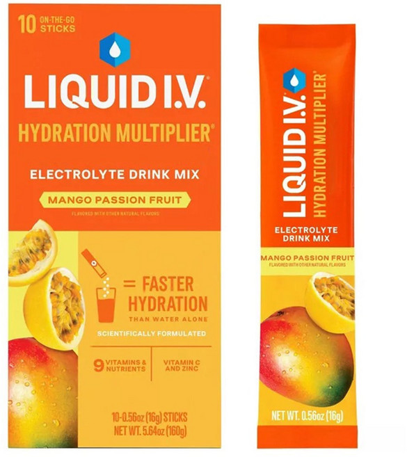 Liquid Iv 補水倍增飲 + 能量 芒果百香果 10入, 1個, 160g