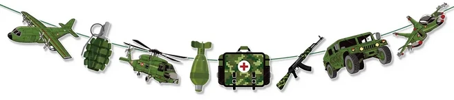 위장 생일 파티 탱크 케이크 토퍼 축하 로그인 군인, 25 Banner