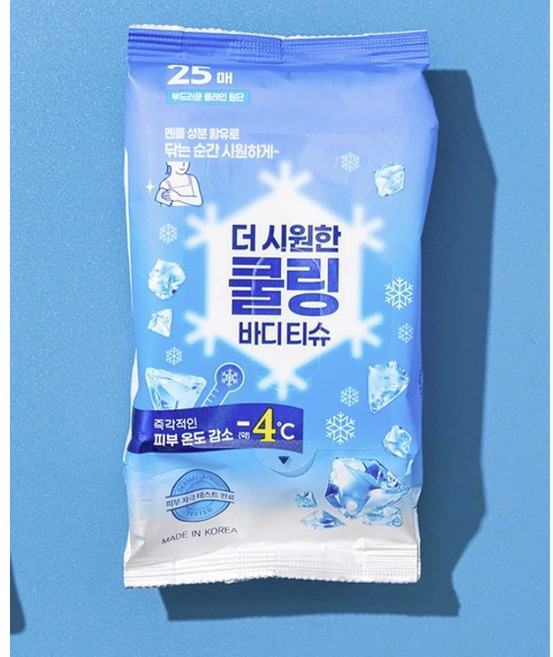 [또또샵] 강력 쿨링 물티슈 25매입, 5개, 25개입, 100g