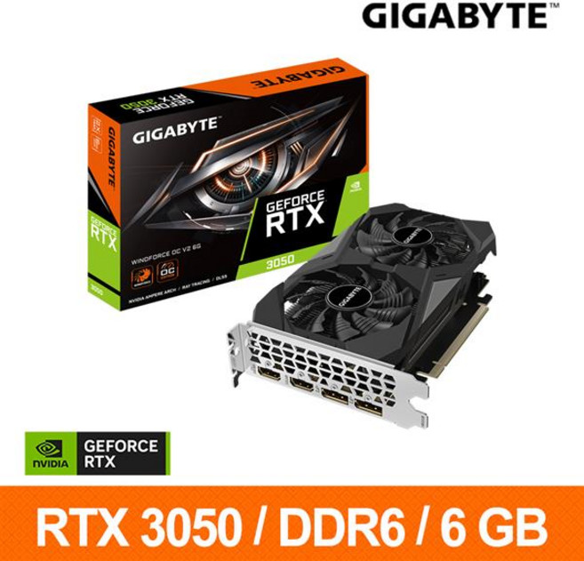 技嘉 GIGABYTE GeForce RTX 3050 顯示卡 6GB GDDR6, GV-N3050WF2OCV2-6GD