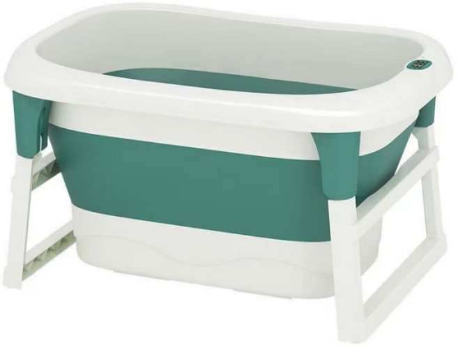 嬰兒摺疊浴盆 0-15歲適用 溫度感應, 綠色-帶感溫大號