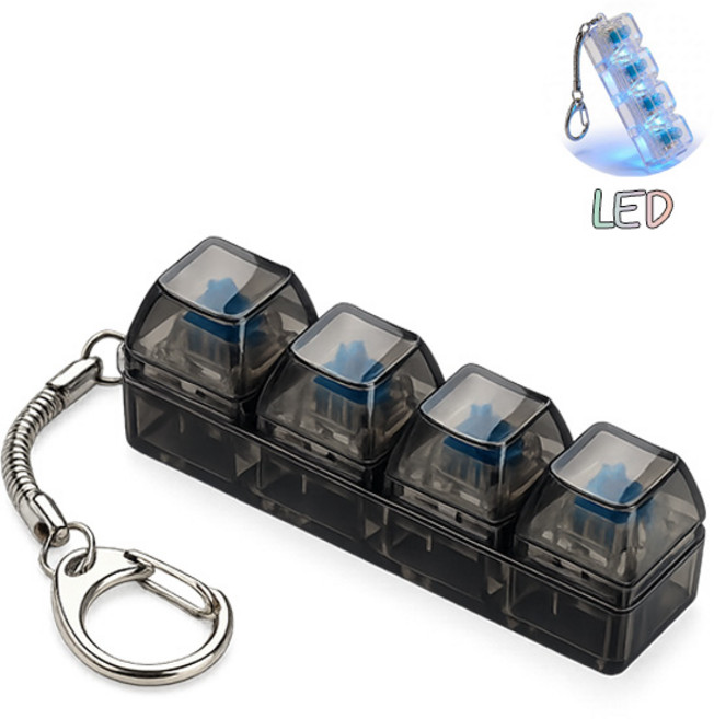 치프몰 기계식 키보드 투명 키캡 LED 열쇠고리 4캡, 1개, 검정색