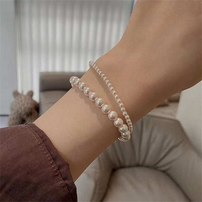 besteffie 여성 진주 레이어드 팔찌 심플 우아한 패션 여성용 클래식 고급 액세서리 K92