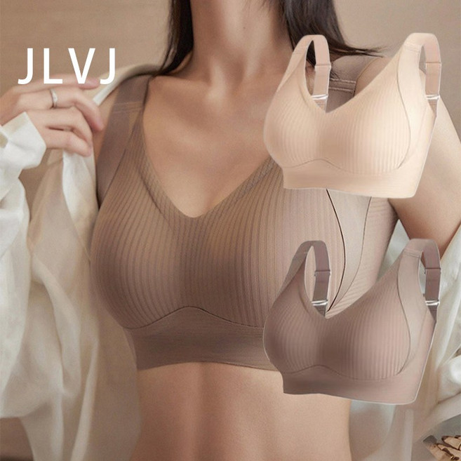 JLVJ 여성 심리스 노와이어브라 속옷 브라탑 스포츠브라 브라 여자속옷 세트 2p//4p