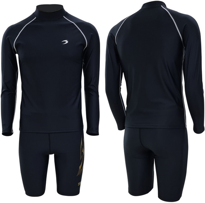 TS스포츠 남성용 긴팔 래쉬가드+5부 바지 수영복 세트 TSAM-CP 23042+1934