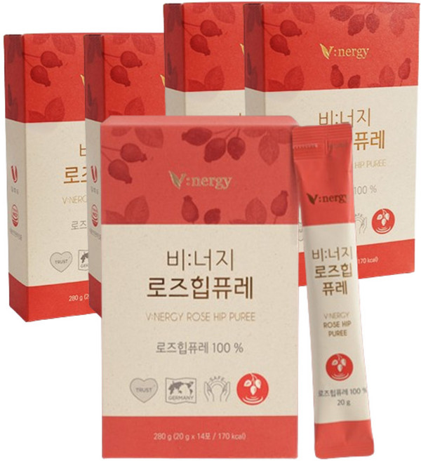 비너지 로즈힙 퓨레 원액 주스 14p, 280g, 5박스