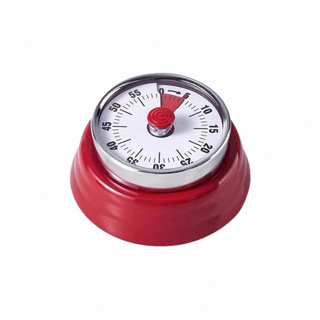 機械磁吸計時器 【178小舖】廚房定時器 計時器 金屬計時器 工作計時器, 古典紅(無須電池/磁鐵吸附), 1個