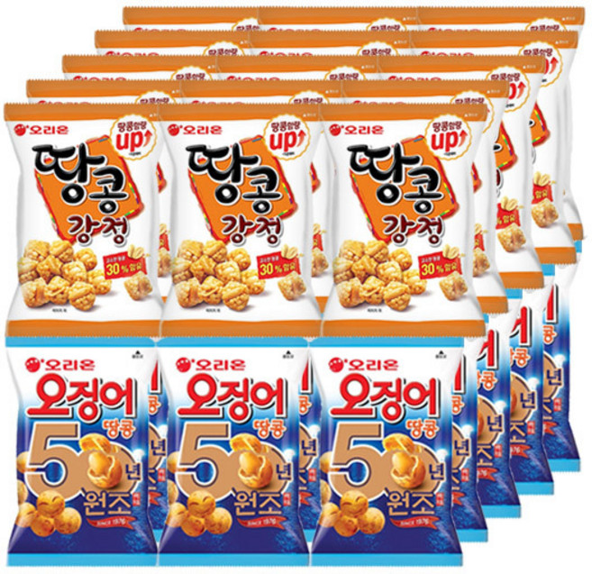 오리온 MINI 오징어땅콩 80g+땅콩강정 65g, 1세트, 각15개(총30개)