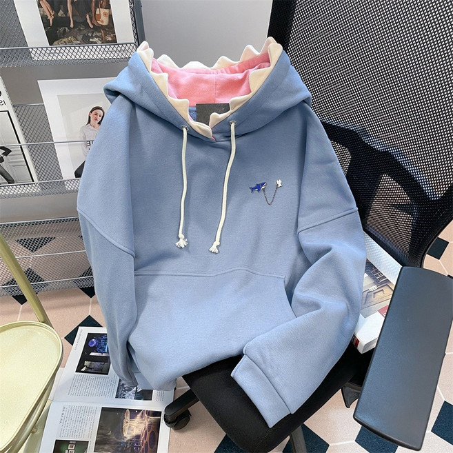 귀여운 상어 후드티 후디스타일 스웨트셔츠 남녀공용 오버핏 커플룩