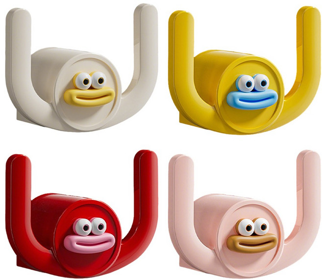 투데이리빙 4개 세트 무타공 슬리퍼 걸이 거치대 다용도 욕실 화장실 부착식 후크 선반 현관 거실화 욕실화 실내화 정리 보관 꽂이, 혼합색상