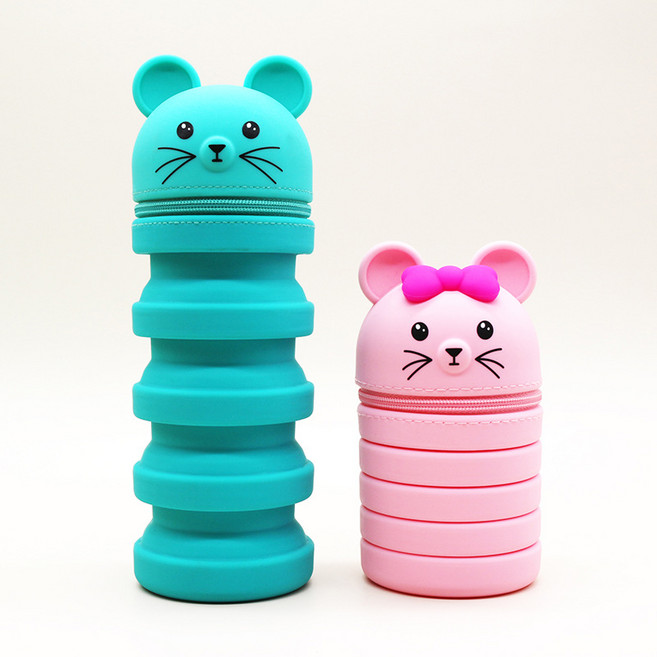 말랑마우스 실리콘 필통 학생 펜케이스, 1개, 핑크