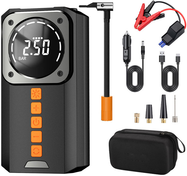 多功能汽車應急啟動電源 1500A 充氣寶 液晶顯示 點煙器, 1套
