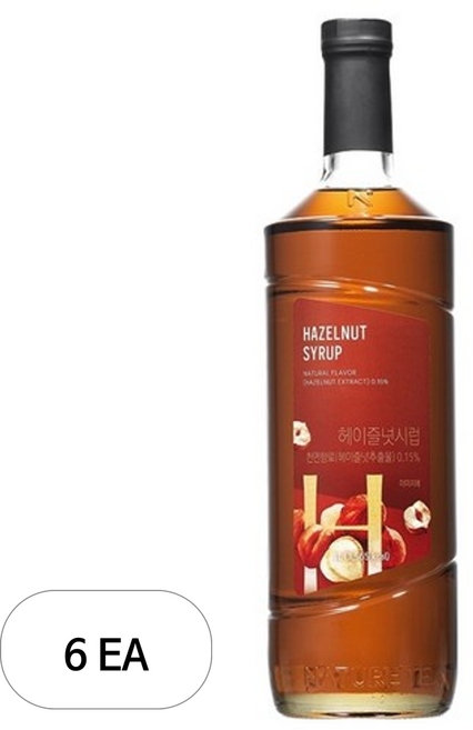 네이쳐티 헤이즐넛 시럽, 6개, 1L