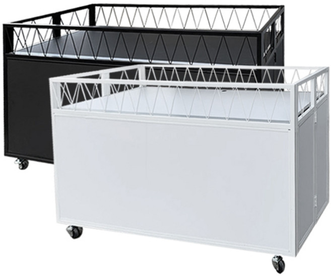 [매대인] W매대 행사용 접이식 이동식 백화점 매대 가판대 수납 상품 진열대 진열장 수납 평대 자체제작, 블랙