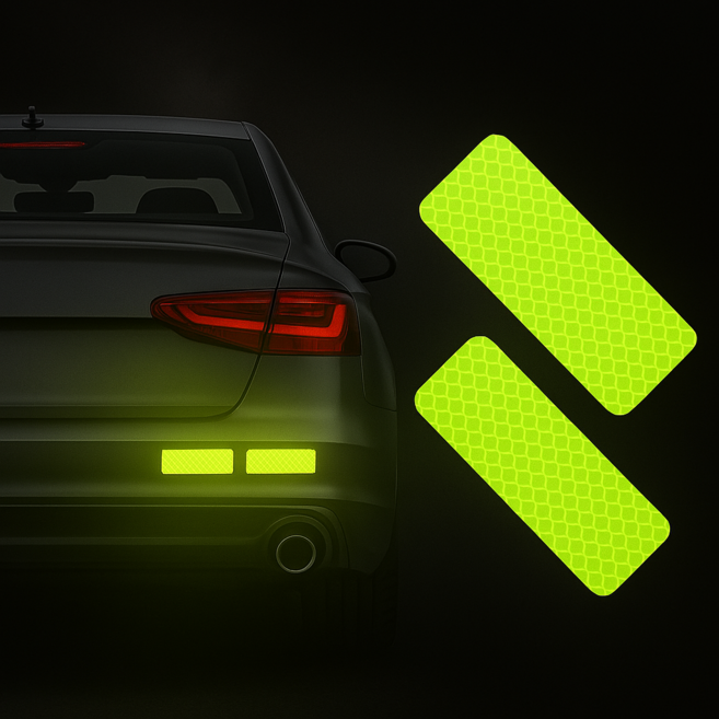 야간 자동차 안전 반사 경고 스티커 10개입, 노란색, 1세트