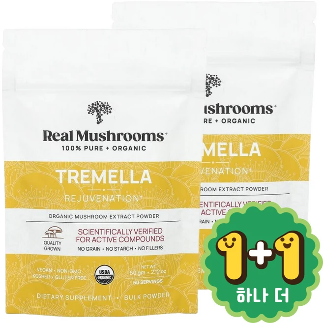 Real Mushrooms 리얼 머쉬룸 오가닉 흰목이버섯 추출 파우더 Tremella Powder, 60g, 2개 - 쿠팡