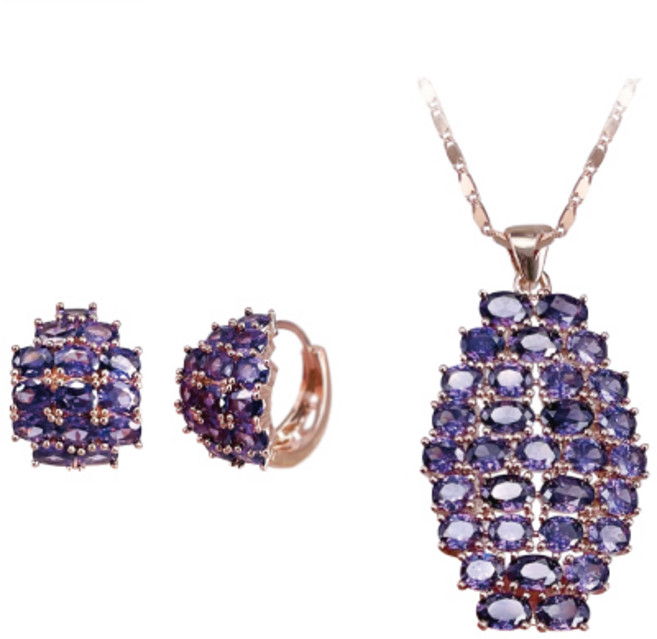 [혜성주얼리] 플라비라 딥퍼플 자수정 귀걸이 목걸이 2종