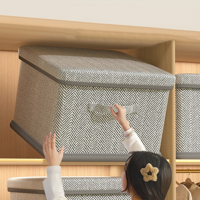 모아봐 대용량 고급 부직포 소재 수납함 접이식 박스, 2개, 회색