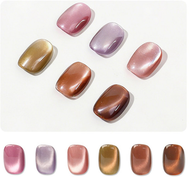 BQAN 6입 캣아이 젤 폴리쉬 가을 겨울용 선명 발색 네일세트, 6개, 다양한색상