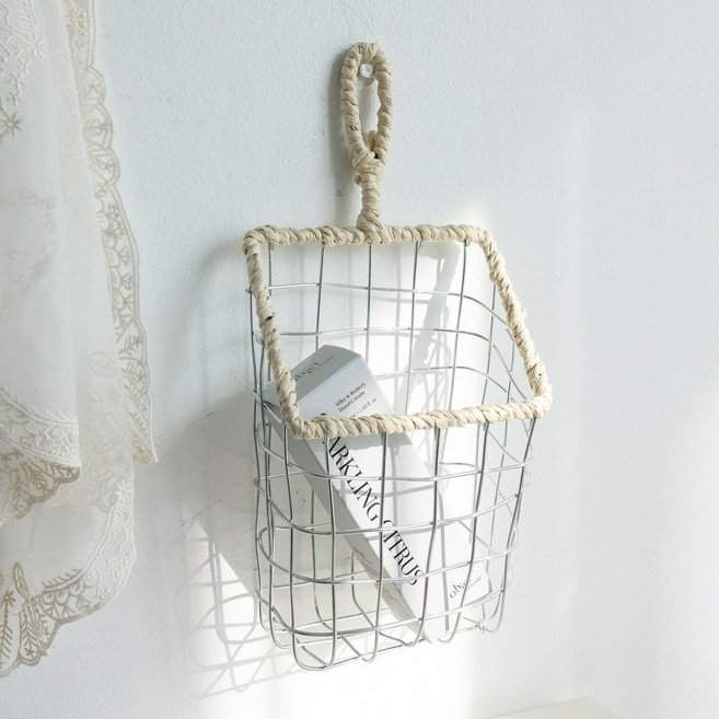 케이트가든 행잉 빈티지 바스켓 철제 바구니 주방 인테리어 벽걸이형, 1개