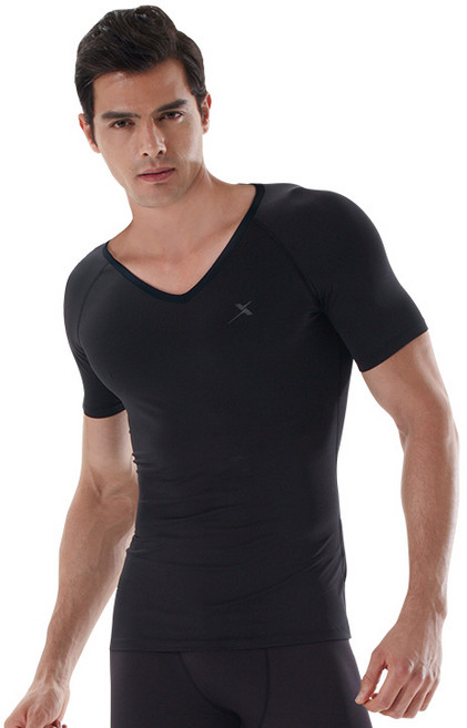 기어엑스 남성용 고급 여름 반팔브이넥 냉감 언더레이어 상의