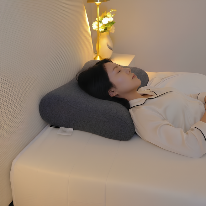 도르리 메모리폼 천연 라텍스 숙면 경추베개 커브형, 1개, 그레이