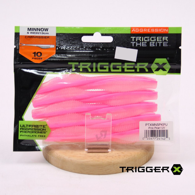 라팔라 트리거X 미노우웜 5인치 대광어 광어다운샷 광따웜 배스, PKPU 핑크펄, 1개