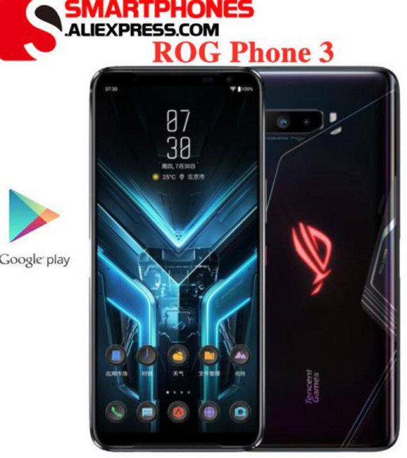 글로벌 ROM Asus ROG 폰 3 5G 게임용 폰 스냅드래곤 865/865 플러스 6.59 인치 144HZ 재생률 AMOLED 60, 01 12G128G SN865 Plus, 02 No box only phone, 128GB