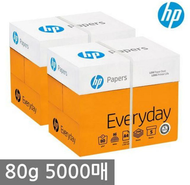 HP A4 복사용지 80g 2500매, 2개