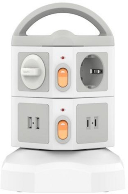 (soopii) 수피 4000W고용량 10구 USB 멀티탭 디자인 캠핑 타워 안전 멀티콘센트 2M TPS06, 1개, TPS06(10구), SPRq_TPS06