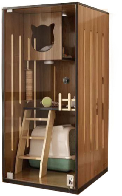 고양이 케이지 원목 펫하우스 럭셔리 분리장 실내 놀이터 캣하우스 빌라형, 5. 단풍나무색 60x60x120