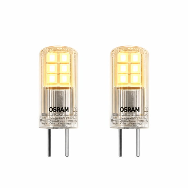 OSRAM LED 12V 2.2W GY6.35 2700K 핀 전구 저전압 LED 기존 할로겐 25W 30W 램프 대체 실내 캠핑 독서등용, 2개, 전구색