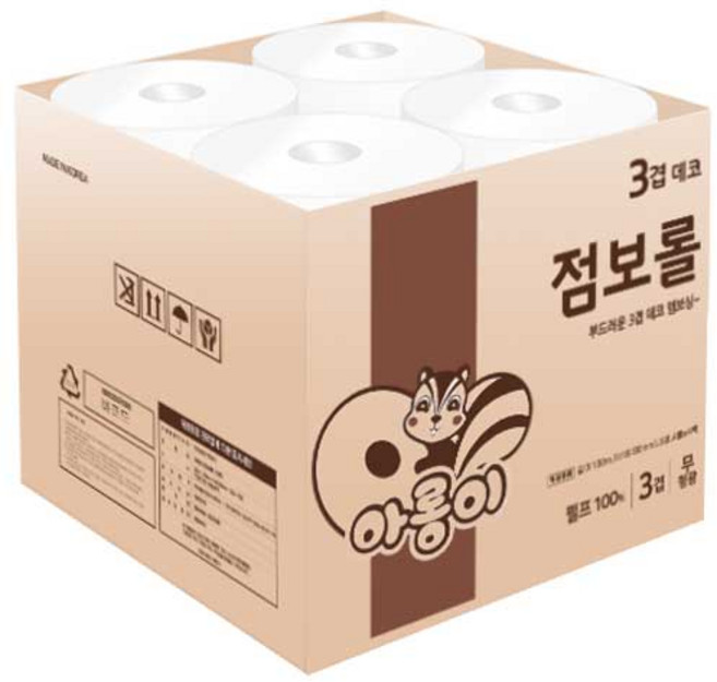 한아름산업 천연펄프 3겹 아롱이점보롤 화장지 130mX16롤, 16롤, 1개, 130m