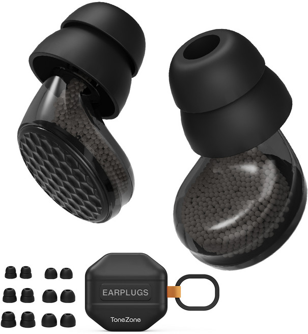 TONEZONE 소음차단 귀마개 실리콘 수면귀마개 수면용 정음 귀마개, 1세트, 블랙