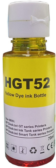 HP GT52 黃色染料墨水瓶 70ml, 不防水-黃色, 1個