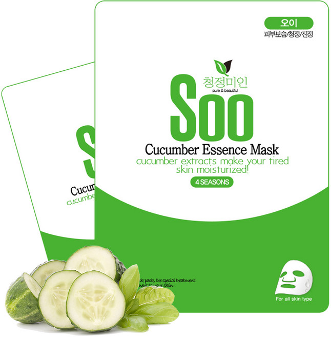 청정미인 에센스 오이 마스크팩, 1개입, 100개