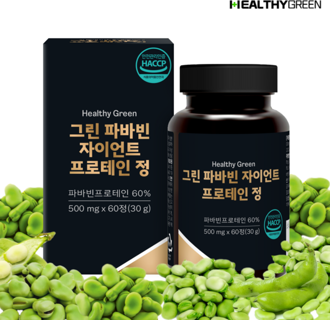 헬씨그린 파바빈 자이언트 프로테인 정 2달분 돼지감차 여주 그린커피빈 구절초 수국잎 추출분말, 6개, 60정