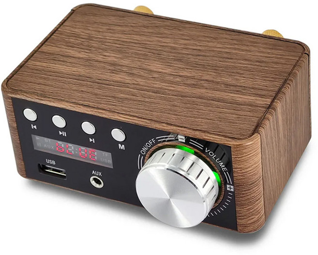 미니 오디오 HiFi Bluetooth 5.0 전력 클래스 D 증폭기 Tpa3116 디지털 앰프 50W 2 홈 자동차 해양 USB/AU, [02] With EU Plug Power, [03] Wood Color