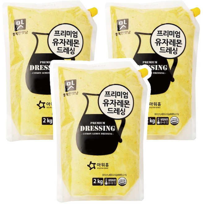 아워홈 행복한맛남 프리미엄 유자레몬드레싱, 2kg, 3개