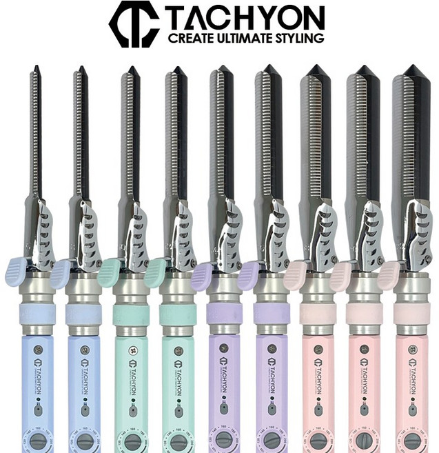 타키온 프로페셔널 전문가용 파스텔 세라믹 원권아이롱 9가지 사이즈 +카본꼬리빗, 파스텔컬러_블루, 12mm