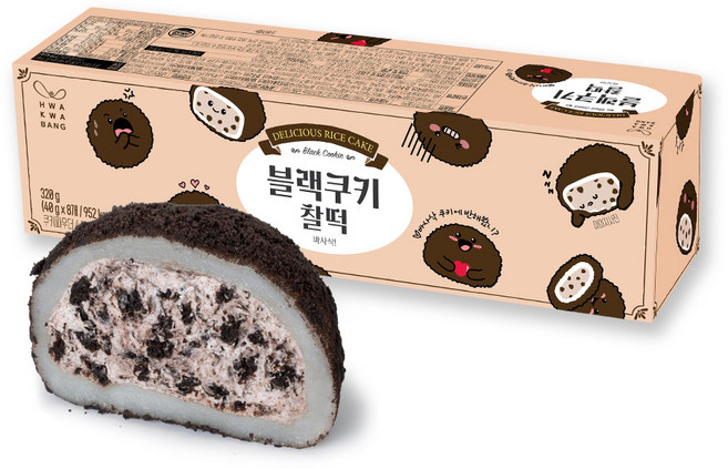 화과방 블랙쿠키찰떡(40gx8개입) / 오레오 쿠앤크 크럼블 크림 찹쌀떡, 1세트, 320g